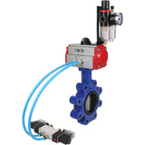 Vanne papillon d'eau Elephant WBV1631E-2W-Fb-H, matériau du corps - fonte QT450, matériau du disque - acier inoxydable AISI 304, joint - EPDM, avec actionneur pneumatique double effet PA-DA, 4V320-10 220V, BPV AFC2000