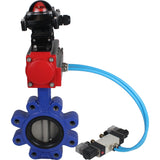 Vanne papillon d'eau Elephant WBV1631E-2W-Fb-H, matériau du corps - fonte QT450, matériau du disque - acier inoxydable AISI 304, joint - EPDM, actionneur pneumatique PA-SA avec ressorts de rappel, 4V320-10 220V, BKV APL-210N