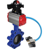 Vanne papillon d'eau Elephant WBV1631E-2W-Fb-H, matériau du corps - fonte QT450, matériau du disque - acier inoxydable AISI 304, joint - EPDM, actionneur pneumatique PA-SA avec ressorts de rappel, 4V320-10 220V, BKV APL-210N