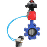 Vanne papillon d'eau Elephant WBV1631E-2W-Fb-H, matériau du corps - fonte QT450, matériau du disque - acier inoxydable AISI 304, joint - EPDM, actionneur pneumatique PA-SA avec ressorts de rappel, 4V320-10 220V, BKV APL-210N