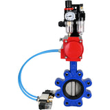 Vanne papillon d'eau Elephant WBV1631N-2W-Fb-H, matériau du corps - fonte QT450, matériau du disque - acier inoxydable AISI 304, joint - NBR, actionneur pneumatique PA-DA double action, 4V320-10 220V, BKV APL-210N BPV AFC2000