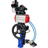 Vanne papillon d'eau Elephant WBV1631N-2W-Fb-H, matériau du corps - fonte QT450, matériau du disque - acier inoxydable AISI 304, joint - NBR, actionneur pneumatique PA-DA double action, 4V320-10 220V, BKV APL-210N, volant MON, BPV AFC2000