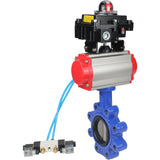 Vanne papillon d'eau Elephant WBV1631E-2W-Fb-H, matériau du corps - fonte QT450, matériau du disque - acier inoxydable AISI 304, joint - EPDM, actionneur pneumatique PA-SA avec ressorts de rappel, 4V320-10 220V, BKV APL-410N EX