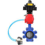 Vanne papillon d'eau Elephant WBV1631E-2W-Fb-H, matériau du corps - fonte QT450, matériau du disque - acier inoxydable AISI 304, joint - EPDM, actionneur pneumatique PA-SA avec ressorts de rappel, 4V320-10 220V, BKV APL-410N EX