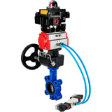 Vanne papillon d'eau Elephant WBV1631N-2W-Fb-H, matériau du corps - fonte QT450, matériau du disque - acier inoxydable AISI 304, joint - NBR, actionneur pneumatique PA-DA double action, 4V320-10 220V, BKV APL-410N EX, volant MON