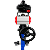 Vanne papillon d'eau Elephant WBV1631N-2W-Fb-H, matériau du corps - fonte QT450, matériau du disque - acier inoxydable AISI 304, joint - NBR, actionneur pneumatique PA-DA double action, 4V320-10 220V, BKV APL-410N EX, volant MON