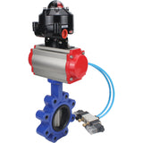 Vanne papillon d'eau Elephant WBV1631N-2W-Fb-H, matériau du corps - fonte QT450, matériau du disque - acier inoxydable AISI 304, joint - NBR, actionneur pneumatique PA-SA avec ressorts de rappel, 4V320-08 220V, BKV APL-510N EX