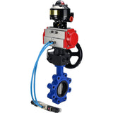 Vanne papillon d'eau Elephant WBV1631N-2W-Fb-H, matériau du corps - fonte QT450, matériau du disque - acier inoxydable AISI 304, joint - NBR, actionneur pneumatique PA-DA double action, 4V320-10 220V, BKV APL-510N EX, volant MON