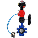 Vanne papillon d'eau Elephant WBV1631N-2W-Fb-H, matériau du corps - fonte QT450, matériau du disque - acier inoxydable AISI 304, joint - NBR, actionneur pneumatique PA-DA double action, 4V320-10 220V, BKV APL-510N EX, volant MON