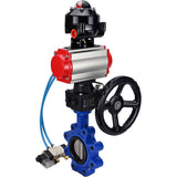 Vanne papillon d'eau Elephant WBV1631N-2W-Fb-H, matériau du corps - fonte QT450, matériau du disque - acier inoxydable AISI 304, joint - NBR, actionneur pneumatique PA-DA double action, 4V320-10 220V, BKV APL-510N EX, volant MON