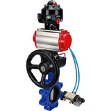 Vanne papillon d'eau Elephant WBV1631N-2W-Fb-H, matériau du corps - fonte QT450, matériau du disque - acier inoxydable AISI 304, joint - NBR, actionneur pneumatique PA-DA double action, 4V320-10 220V, BKV APL-510N EX, volant MON