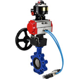 Vanne papillon d'eau Elephant WBV1631N-2W-Fb-H, matériau du corps - fonte QT450, matériau du disque - acier inoxydable AISI 304, joint - NBR, actionneur pneumatique PA-DA double action, 4V320-10 220V, BKV APL-510N EX, volant MON
