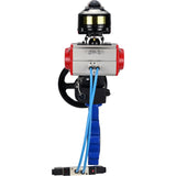 Vanne papillon d'eau Elephant WBV1631N-2W-Fb-H, matériau du corps - fonte QT450, matériau du disque - acier inoxydable AISI 304, joint - NBR, actionneur pneumatique PA-DA double action, 4V320-10 220V, BKV APL-510N EX, volant MON