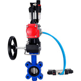 Vanne papillon d'eau Elephant WBV1631N-2W-Fb-H, matériau du corps - fonte QT450, matériau du disque - acier inoxydable AISI 304, joint - NBR, actionneur pneumatique PA-DA double action, volant manuel 4V320-10 220V MON, BPV AFC2000