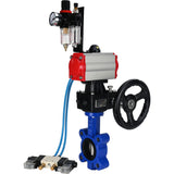 Vanne papillon d'eau Elephant WBV1631N-2W-Fb-H, matériau du corps - fonte QT450, matériau du disque - acier inoxydable AISI 304, joint - NBR, actionneur pneumatique PA-DA double action, volant manuel 4V320-10 220V MON, BPV AFC2000