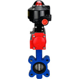 Vanne papillon d'eau Elephant WBV1631E-2W-Fb-H, matériau du corps - fonte QT450, matériau du disque - acier inoxydable AISI 304, joint - EPDM, avec actionneur pneumatique double effet PA-DA, BKV APL-510N EX