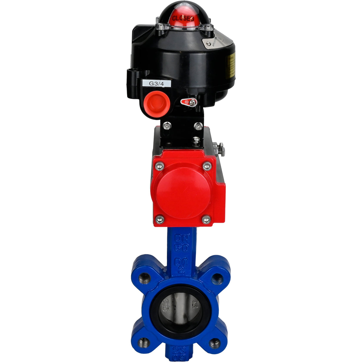 Vanne papillon d'eau Elephant WBV1631E-2W-Fb-H, matériau du corps - fonte QT450, matériau du disque - acier inoxydable AISI 304, joint - EPDM, actionneur pneumatique PA-SA avec ressorts de rappel, , BKV APL-510N EX