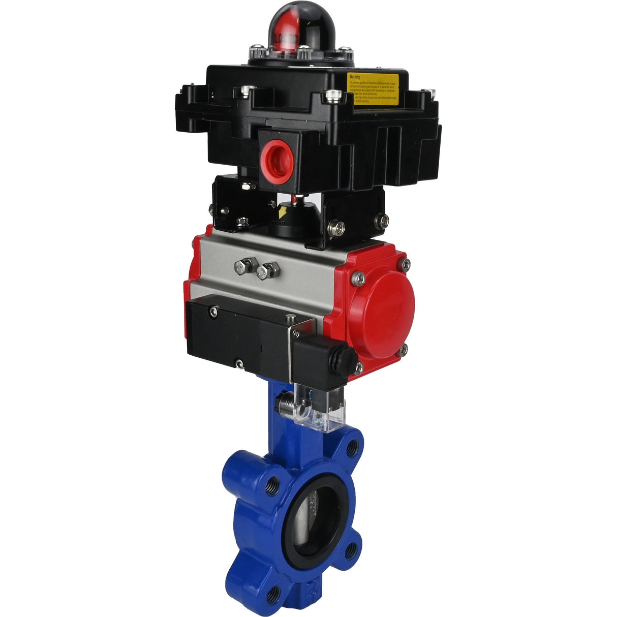 Vanne papillon d'eau Elephant WBV1631E-2W-Fb-H, matériau du corps - fonte QT450, matériau du disque - acier inoxydable AISI 304, joint - EPDM, actionneur pneumatique PA-DA double action, 4M310-08 24V, BKV APL-410N EX