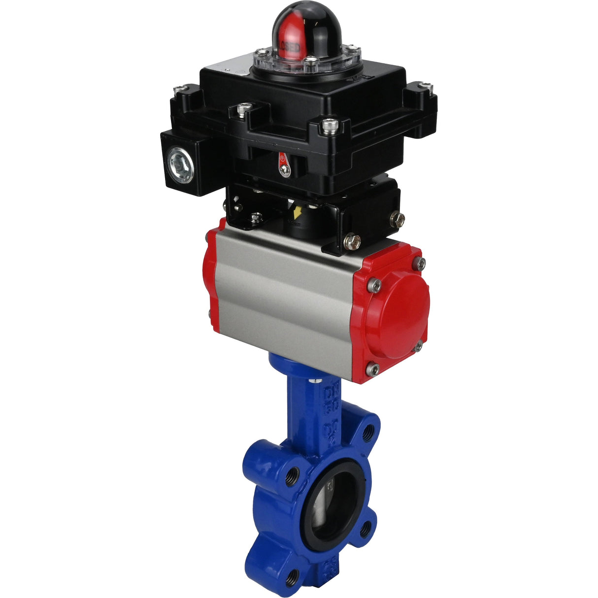 Vanne papillon d'eau Elephant WBV1631E-2W-Fb-H, matériau du corps - fonte QT450, matériau du disque - acier inoxydable AISI 304, joint - EPDM, actionneur pneumatique PA-DA double action, 4M310-08 24V, BKV APL-410N EX