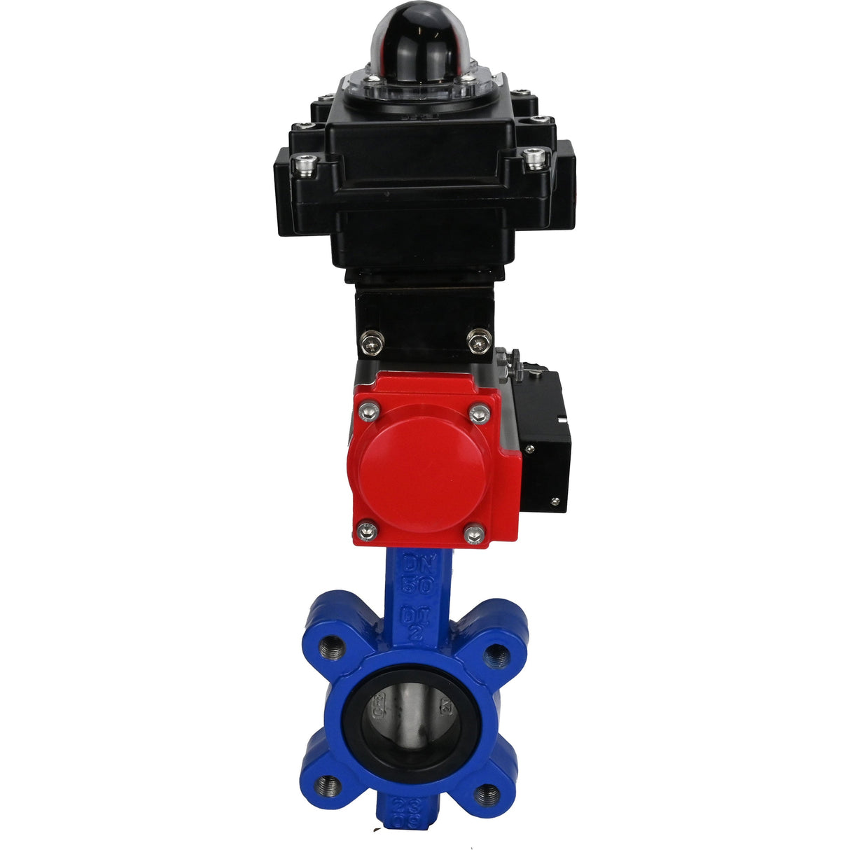 Vanne papillon d'eau Elephant WBV1631E-2W-Fb-H, matériau du corps - fonte QT450, matériau du disque - acier inoxydable AISI 304, joint - EPDM, actionneur pneumatique PA-DA double action, 4M310-08 24V, BKV APL-410N EX