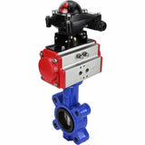 Vanne papillon d'eau Elephant WBV1631E-2W-Fb-H, matériau du corps - fonte QT450, matériau du disque - acier inoxydable AISI 304, joint - EPDM, avec actionneur pneumatique double effet PA-DA, BKV APL-210N