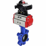 Vanne papillon d'eau Elephant WBV1631E-2W-Fb-H, matériau du corps - fonte QT450, matériau du disque - acier inoxydable AISI 304, joint - EPDM, avec actionneur pneumatique double effet PA-DA, BKV APL-210N