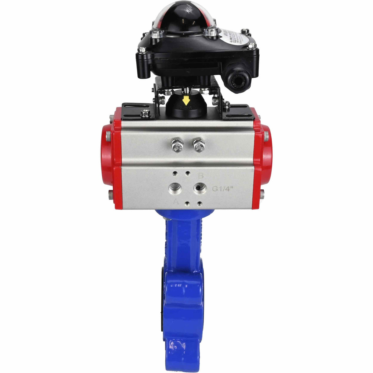 Vanne papillon d'eau Elephant WBV1631E-2W-Fb-H, matériau du corps - fonte QT450, matériau du disque - acier inoxydable AISI 304, joint - EPDM, avec actionneur pneumatique double effet PA-DA, BKV APL-210N