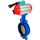 Water Butterfly Valve for abrasive media  Elephant WBV1632E-2W-Fb-H DN40-200 16 bar body - QT450 cast iron, disc - 316L stainless steel, seal - EPDM, with pneumatic actuator PA-DA-XXX, pneumatic distributor 4M310-08 NAMUR 24V and ALS200D magnetic switch