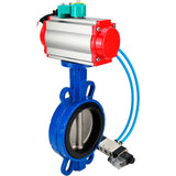 Water Butterfly Valve for abrasive media  Elephant WBV1632E-2W-Fb-H DN40-200 16 bar body - QT450 cast iron, disc - 316L stainless steel, seal - EPDM, with pneumatic actuator PA-DA-XXX, pneumatic distributor 4V320-08 220V and ALS200D magnetic switch