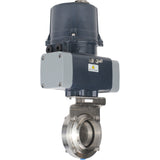 Butterfly valves Elephant WBV3131E-2W-C-H clumpy, body - food grade stainless steel AISI 304, disc - stainless steel AISI 304, seal - EPDM, with electric quarter turn actuator Elephant QTSA-N-EM-O0-220VAC
