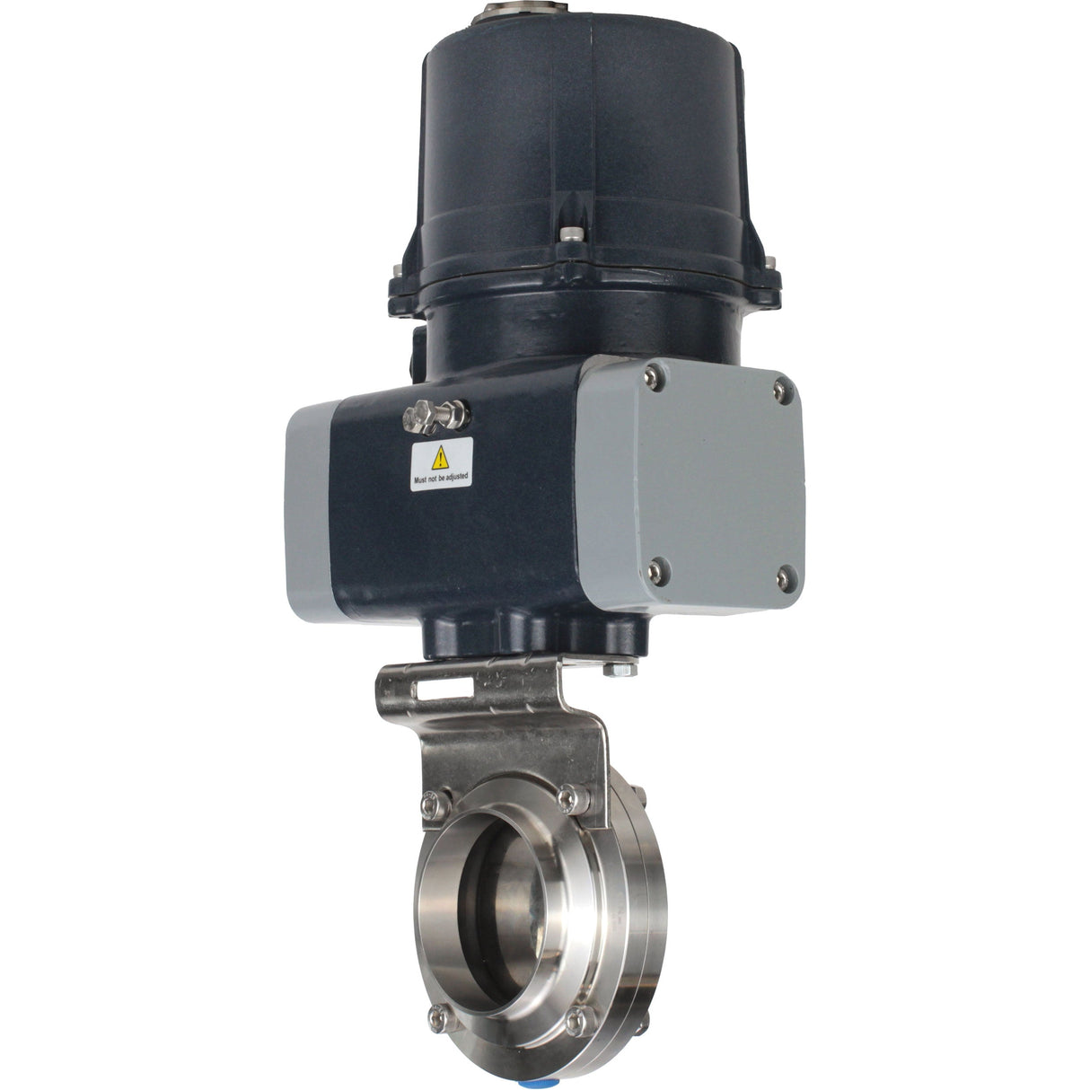 Butterfly valves Elephant WBV3131E-2W-C-H clumpy, body - food grade stainless steel AISI 304, disc - stainless steel AISI 304, seal - EPDM, with electric quarter turn actuator Elephant QTSA-N-EM-O0-220VAC