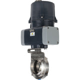 Butterfly valves Elephant WBV3131E-2W-C-H clumpy, body - food grade stainless steel AISI 304, disc - stainless steel AISI 304, seal - EPDM, with electric quarter turn actuator Elephant QTSA-N-EM-O0-220VAC