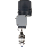 Butterfly valves Elephant WBV3131E-2W-C-H clumpy, body - food grade stainless steel AISI 304, disc - stainless steel AISI 304, seal - EPDM, with electric quarter turn actuator Elephant QTSA-N-EM-O0-220VAC
