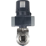 Butterfly valves Elephant WBV3131E-2W-C-H clumpy, body - food grade stainless steel AISI 304, disc - stainless steel AISI 304, seal - EPDM, with electric quarter turn actuator Elephant QTSA-N-EM-O0-220VAC