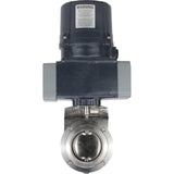 Butterfly valves Elephant WBV3131E-2W-C-H clumpy, body - food grade stainless steel AISI 304, disc - stainless steel AISI 304, seal - EPDM, with electric quarter turn actuator Elephant QTSA-N-EM-O0-220VAC