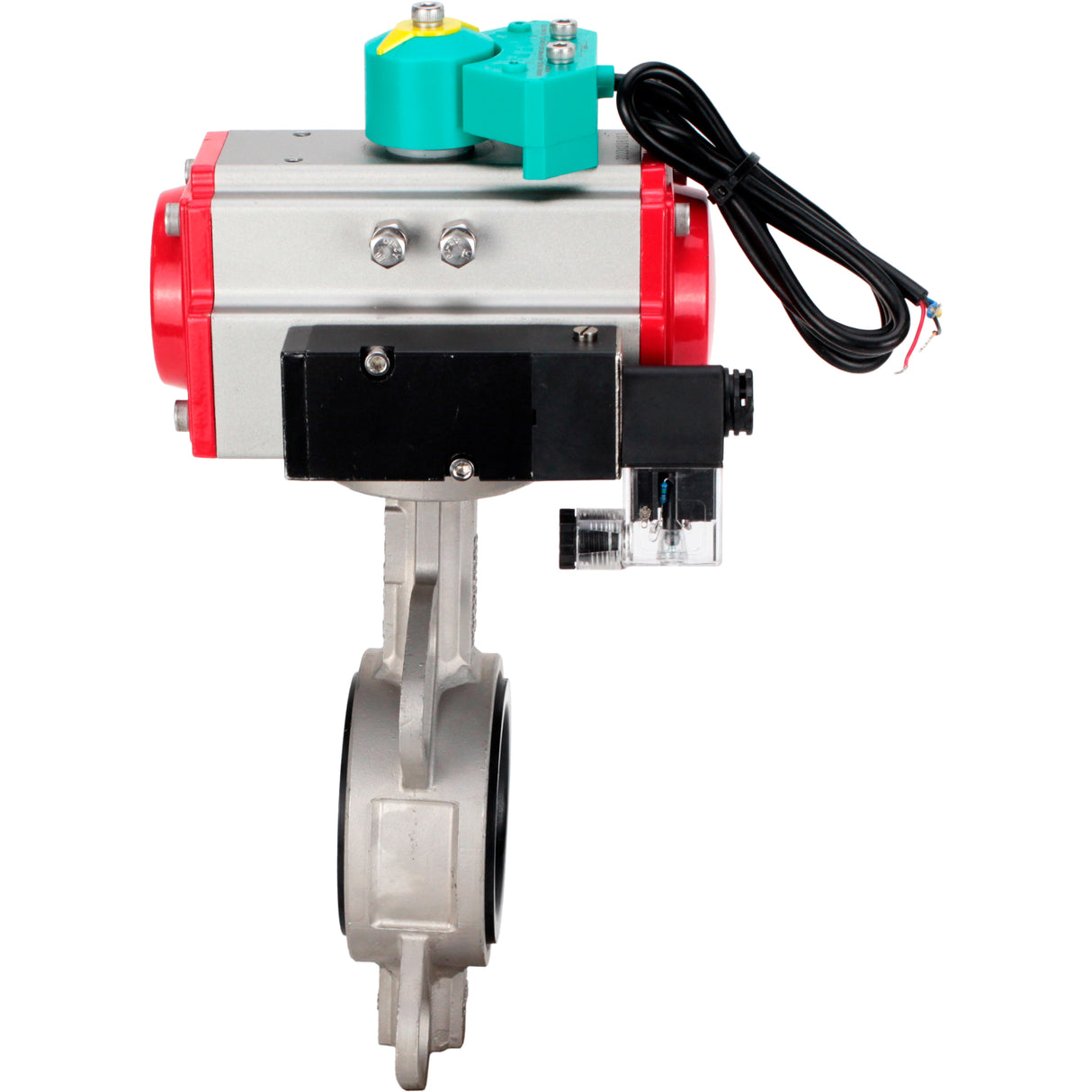 Disc rotary valves Elephant WBV3131E-2W-Fb-H DN50-250 16 bar body - 304 stainless steel, disc - 304 stainless steel, seal - EPDM, with pneumatic actuator PA-DA-XXX, pneumatic distributor 4M310-08 220V and ALS200D magnetic switch