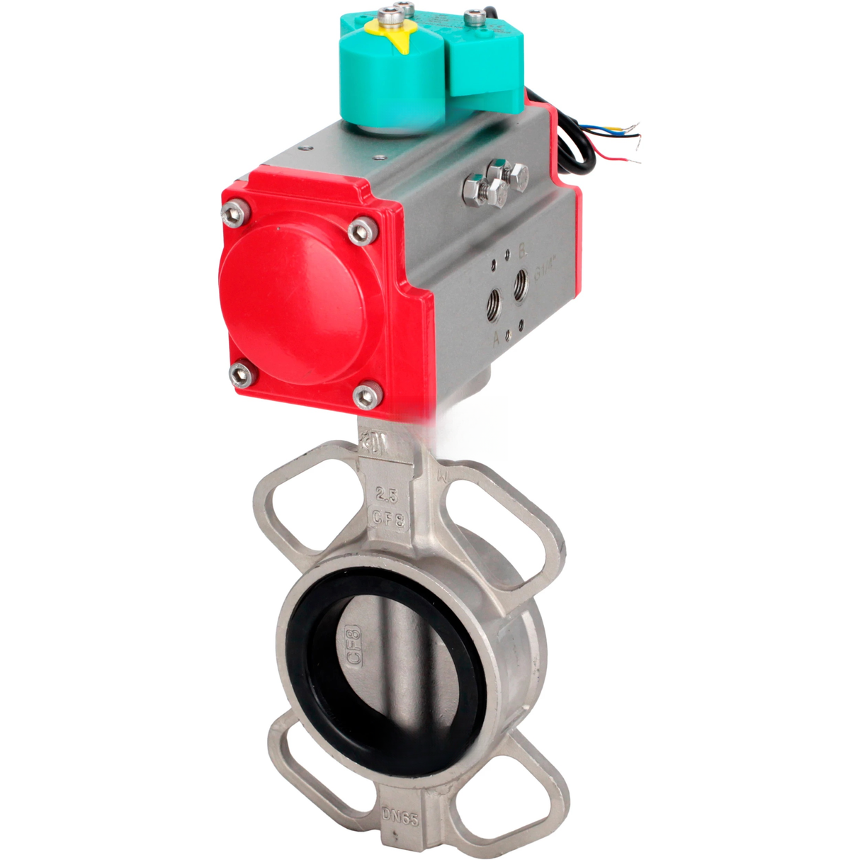 Disc rotary valves Elephant WBV3131E-2W-Fb-H DN50-250 16 bar body - 304 stainless steel, disc - 304 stainless steel, seal - EPDM, with pneumatic drive PA-DA-XXX and ALS200D magnetic switch
