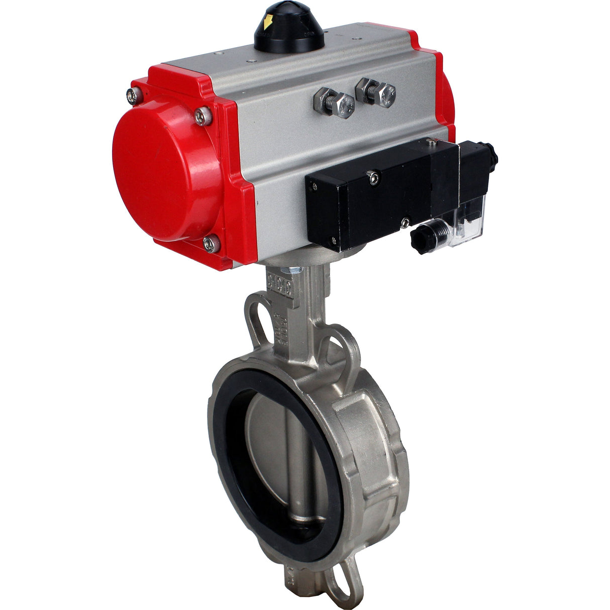 Vanne papillon d'eau Elephant WBV3131N-2W-Fb-H, matériau du corps - Acier inoxydable AISI 304, matériau du disque - Acier inoxydable AISI 304, joint - NBR, actionneur pneumatique PA-DA double action, 4M310-08 220V
