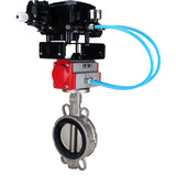 Vanne papillon d'eau Elephant WBV3131E-2W-Fb-H, matériau du corps - Acier inoxydable AISI 304, matériau du disque - Acier inoxydable AISI 304, joint - EPDM, actionneur pneumatique PA-DA double action, positionneur YT-1000RSN sans rétroaction