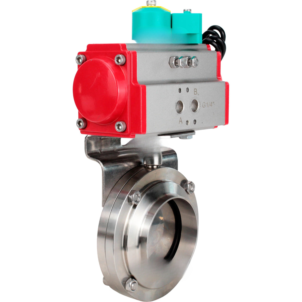 Disc rotary valves Elephant WBV3131E-2W-T-H DN15-100 10 bar threaded, food-grade stainless steel 304, seal - EPDM, with pneumatic drive PA-DA-XXX and ALS200D magnetic switch