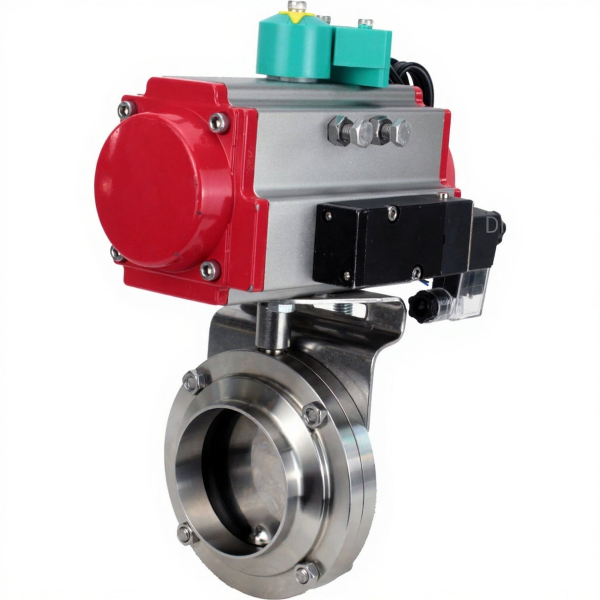Disc rotary valves Elephant WBV3131S-2W-W-H DN15-100 10 bar for welding, food-grade stainless steel 304, seal - Silicon, with pneumatic actuator PA-DA-XXX, pneumatic distributor 4M310-08 220V and ALS200D magnetic switch