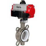 Vanne papillon d'eau Elephant WBV3131P-2W-Fb-H, matériau du corps - Acier inoxydable AISI 304, matériau du disque - Acier inoxydable AISI 304, joint - PTFE, actionneur pneumatique PA-DA double action, 4M310-08 24V