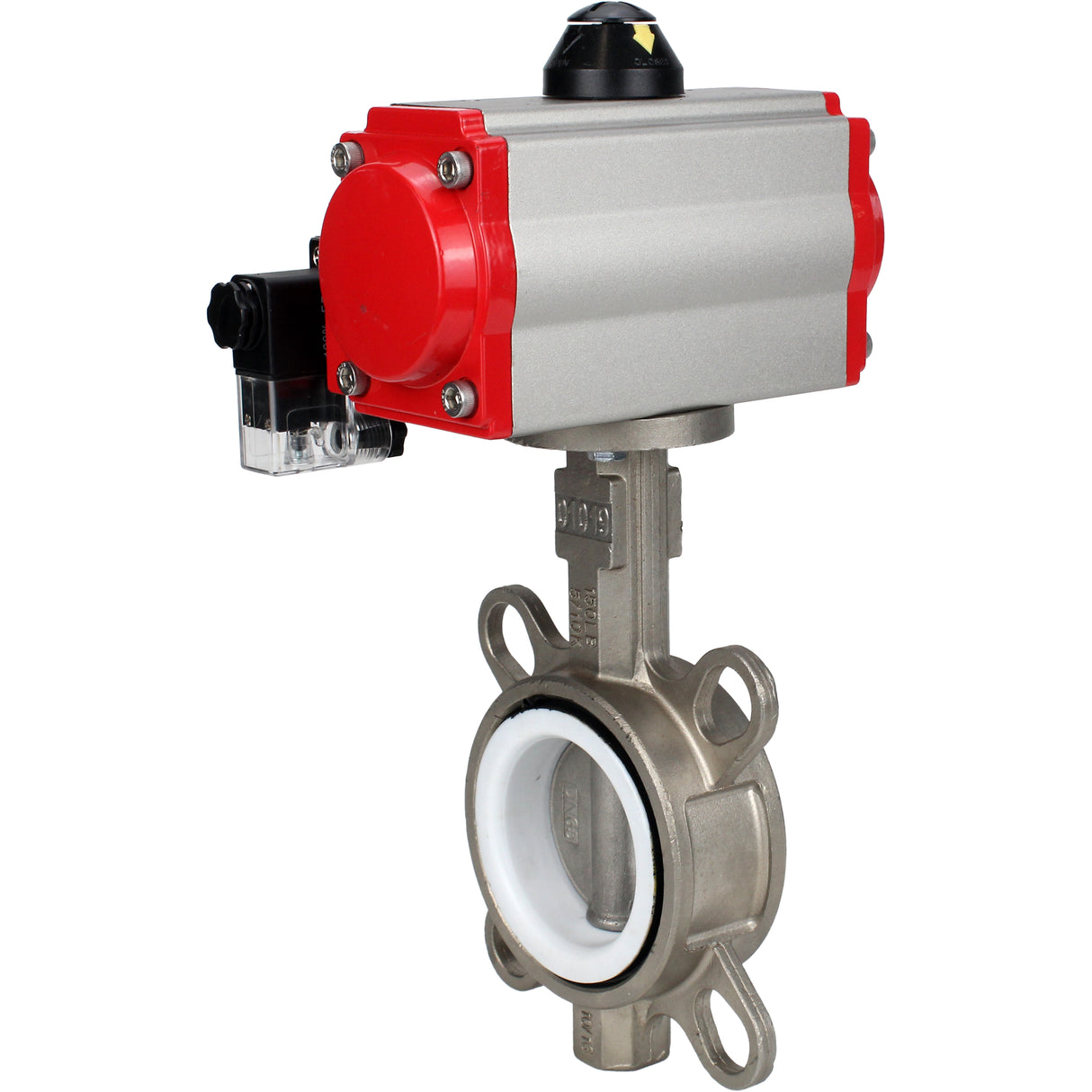 Vanne papillon d'eau Elephant WBV3131P-2W-Fb-H, matériau du corps - Acier inoxydable AISI 304, matériau du disque - Acier inoxydable AISI 304, joint - PTFE, actionneur pneumatique PA-DA double action, 4M310-08 24V