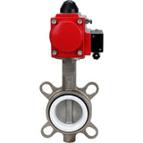 Vanne papillon d'eau Elephant WBV3131P-2W-Fb-H, matériau du corps - Acier inoxydable AISI 304, matériau du disque - Acier inoxydable AISI 304, joint - PTFE, actionneur pneumatique PA-DA double action, 4M310-08 24V