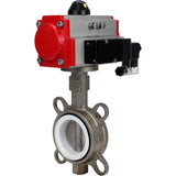 Vanne papillon d'eau Elephant WBV3131P-2W-Fb-H, matériau du corps - Acier inoxydable AISI 304, matériau du disque - Acier inoxydable AISI 304, joint - PTFE, actionneur pneumatique PA-DA double action, 4M310-08 24V
