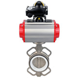 Válvula de mariposa de agua Elephant 316l-316l-ptfe-sa-4m310-110/220-apl210n, material del cuerpo - acero inoxidable AISI 316L, material del disco - acero inoxidable AISI 316L, sello - PTFE, actuador neumático operado