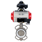 Vanne papillon d'eau Elephant WBV3131P-2W-Fb-H, matériau du corps - Acier inoxydable AISI 304, matériau du disque - Acier inoxydable AISI 304, joint - PTFE, actionneur pneumatique PA-DA double action, 4M310-08 24V, BKV APL-210N