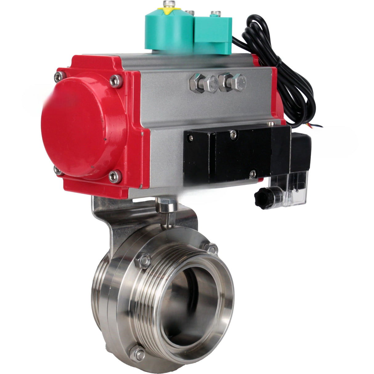 Disc rotary valves Elephant WBV3131S-2W-T-H DN15-100 10 bar threaded, food-grade stainless steel 304, seal - Silicon, with pneumatic actuator PA-DA-XXX, pneumatic distributor 4M310-08 220V and ALS200D magnetic switch
