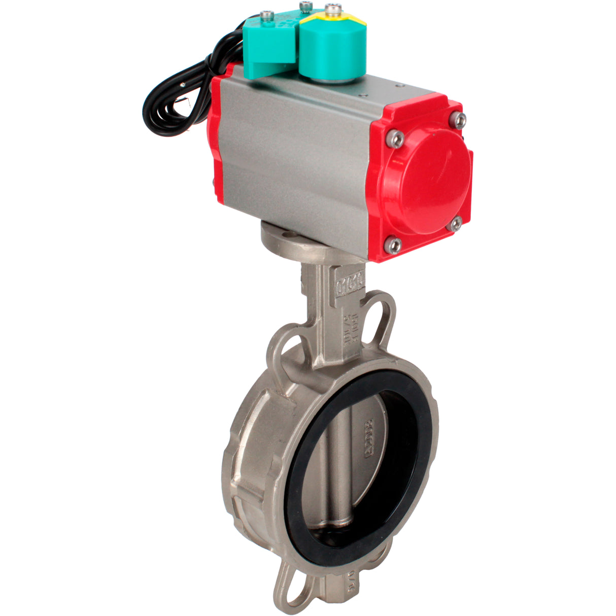 Water Butterfly Valve Elephant WBV3232V-2W-Fb-H DN50-300 16 bar case - 316L stainless steel, disc - 316L stainless steel, seal - Viton, with pneumatic actuator PA-DA-XXX, pneumatic distributor 4M310-08 NAMUR 220V and ALS200D magnetic switch