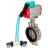 Water Butterfly Valve Elephant WBV3232V-2W-Fb-H DN50-300 16 bar case - 316L stainless steel, disc - 316L stainless steel, seal - Viton, with pneumatic actuator PA-DA-XXX, pneumatic distributor 4V320-08 220V and ALS200D magnetic switch